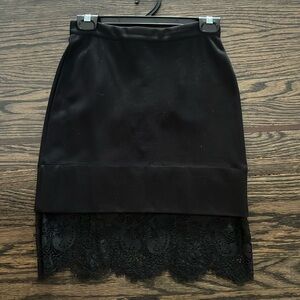 Carven Black Mini Skirt with Lace Hem